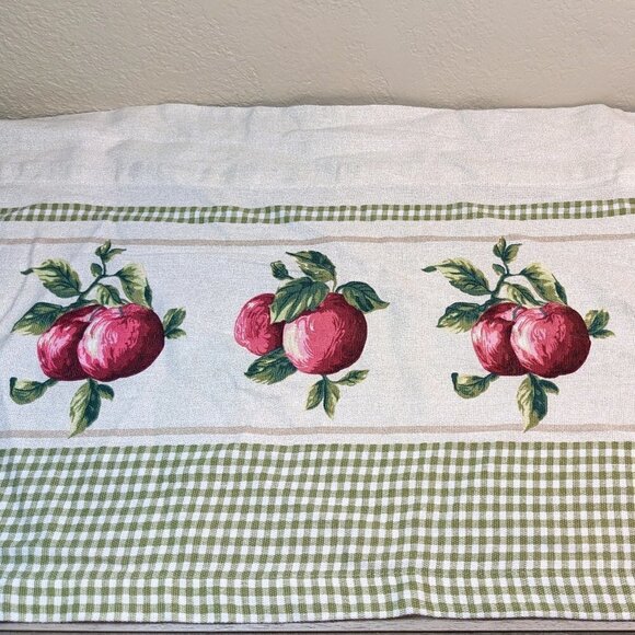 Apple & Gingham Window Valance 54"W x 16"L - Picture 1 of 4